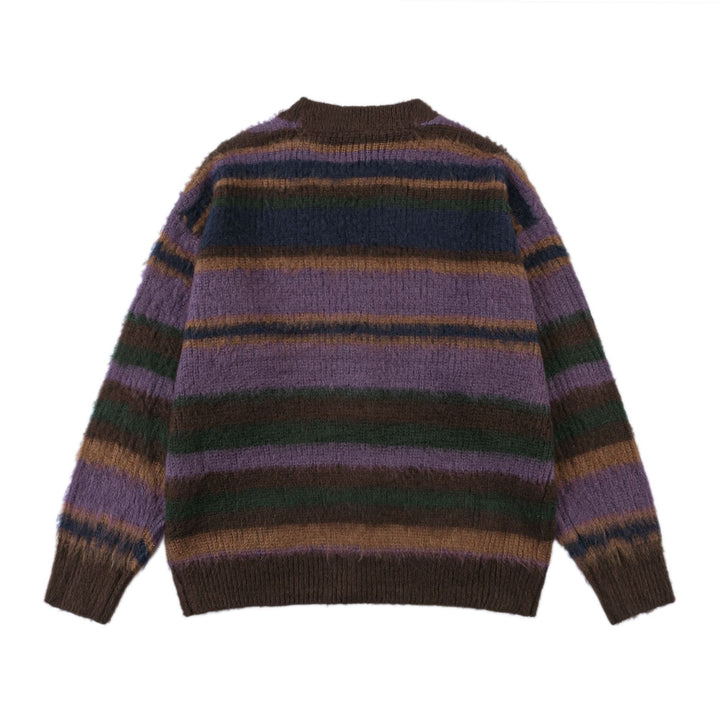 Striped Knitted Rainbow Cardigan     - VILIVAUN