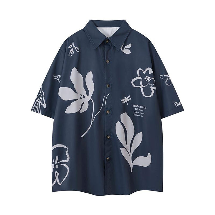 Flowers "That's Life" Shirt  Blue M  - VILIVAUN