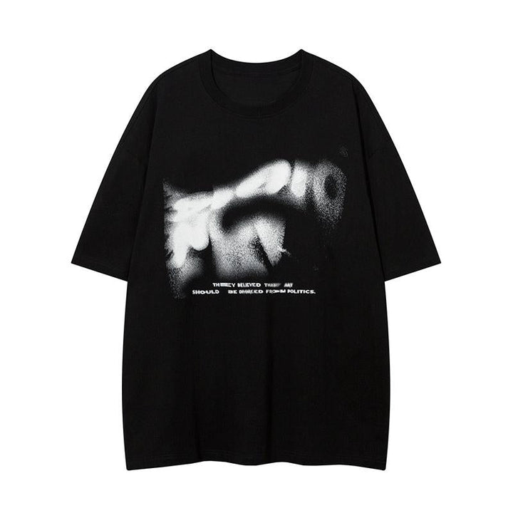 Anti-Politics Print T-Shirt  Black S  - VILIVAUN