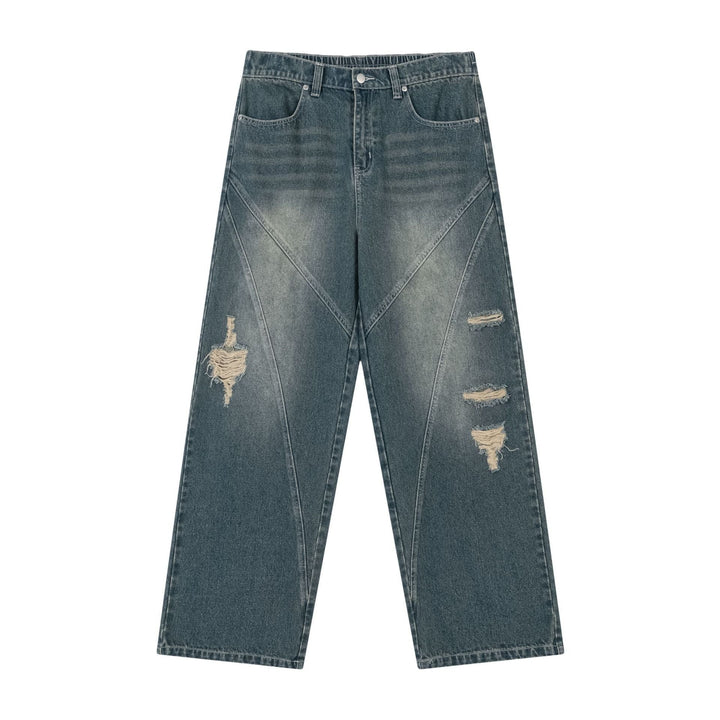 Washed Ripped Vintage Loose Jeans     - VILIVAUN