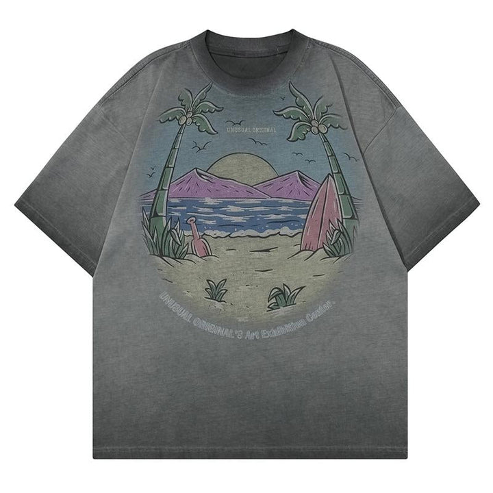 Summer Beach Oversized T-Shirt  Green S  - VILIVAUN