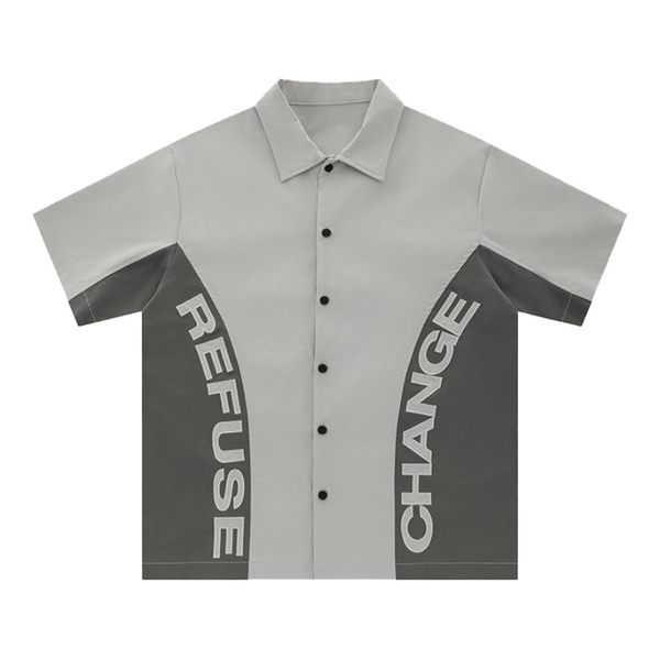 Y2K "Refuse Change" Patchwork Shirt     - VILIVAUN
