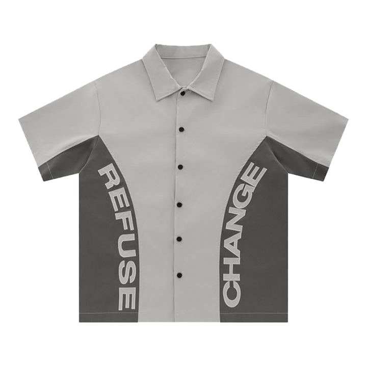 Y2K "Refuse Change" Patchwork Shirt     - VILIVAUN