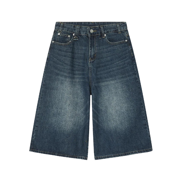 Vintage Wide Leg Denim Jort     - VILIVAUN